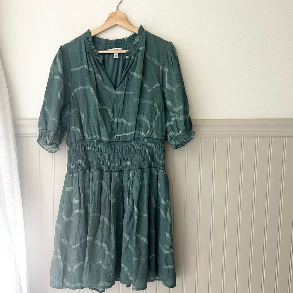Nine West XL Green Teal 3/4 Sleeve Dress